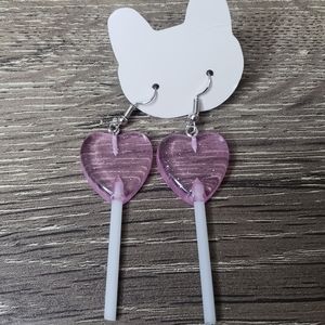 Heart shaped lollipop earrings